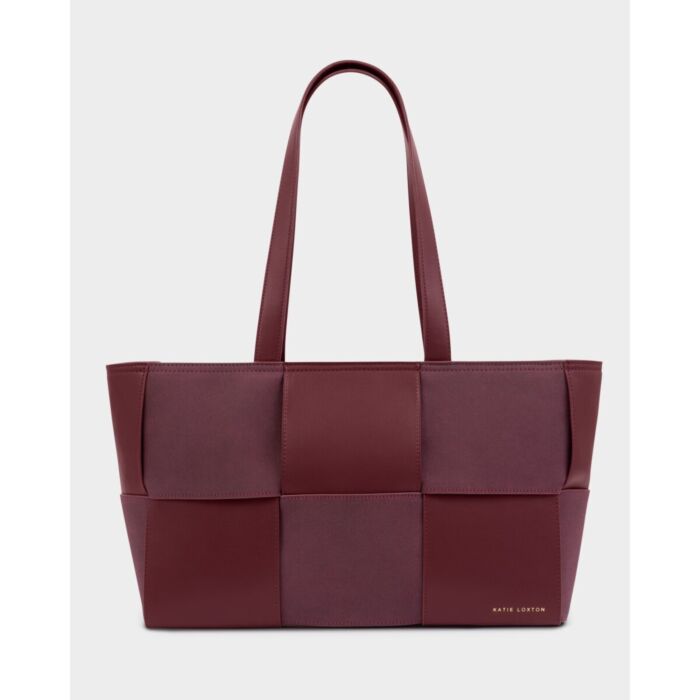 Katie Loxton Taya Hand Woven Suedette Tote Bag - Cherry